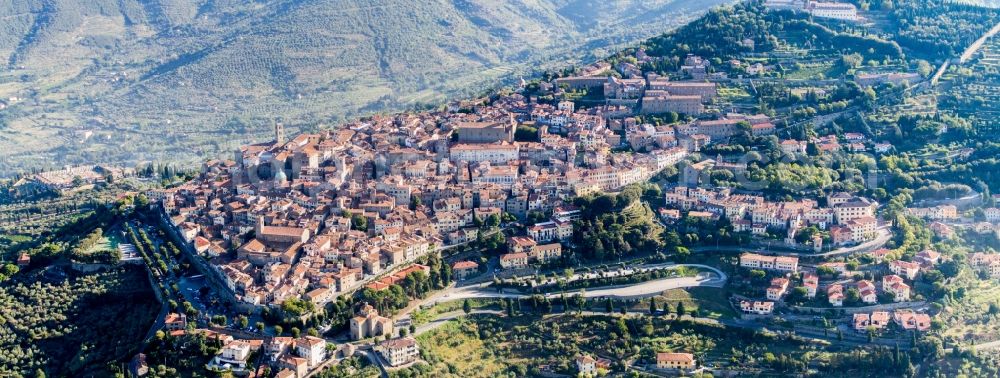 Aerial image Cortona - Old Town area and city center in Cortona in Toskana, Italy