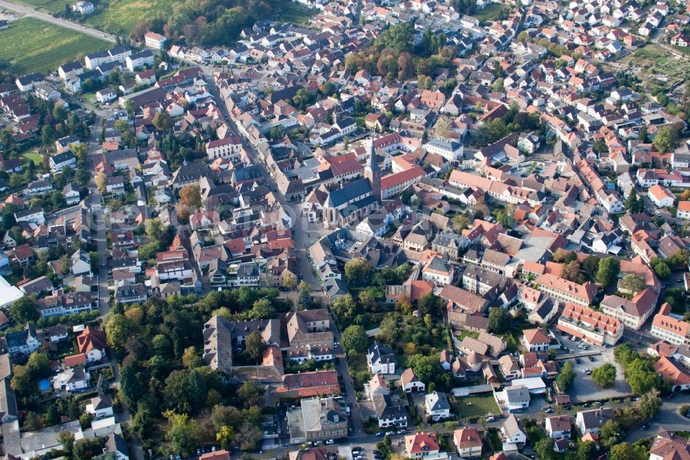 Deidesheim from above - Old Town area and city center in Deidesheim in the state Rhineland-Palatinate