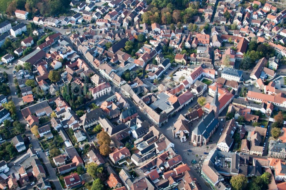 Deidesheim from the bird's eye view: Old Town area and city center in Deidesheim in the state Rhineland-Palatinate