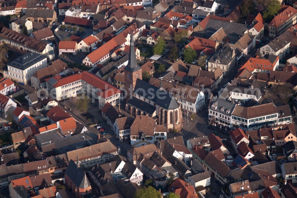 Deidesheim from above - Old Town area and city center in Deidesheim in the state Rhineland-Palatinate