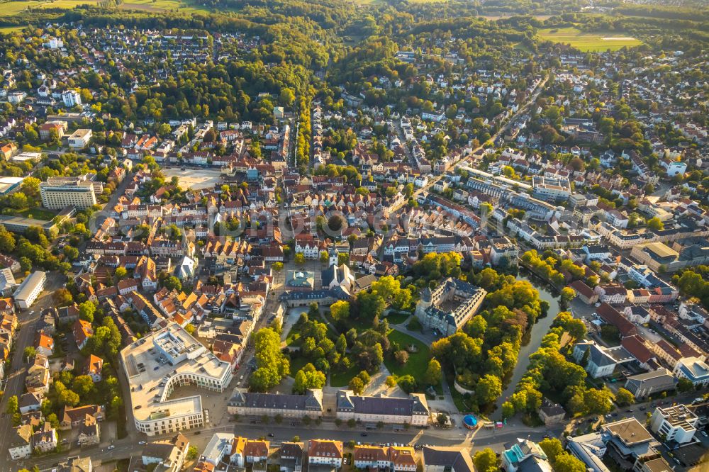 Detmold from the bird's eye view: Old Town area and city center in Detmold in the state North Rhine-Westphalia, Germany