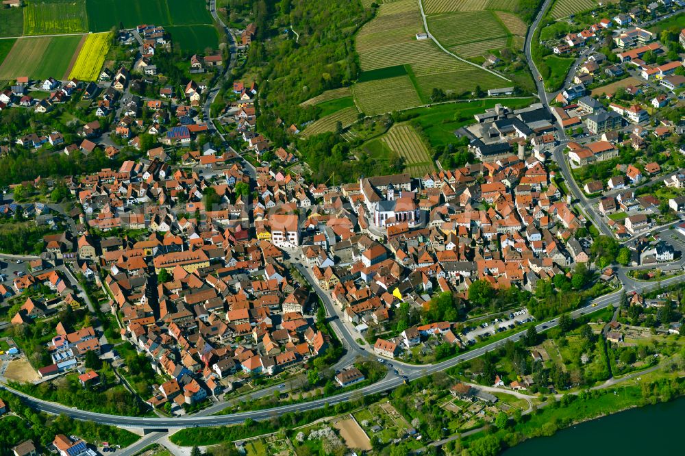 Dettelbach from above - Old Town area and city center in Dettelbach in the state Bavaria, Germany