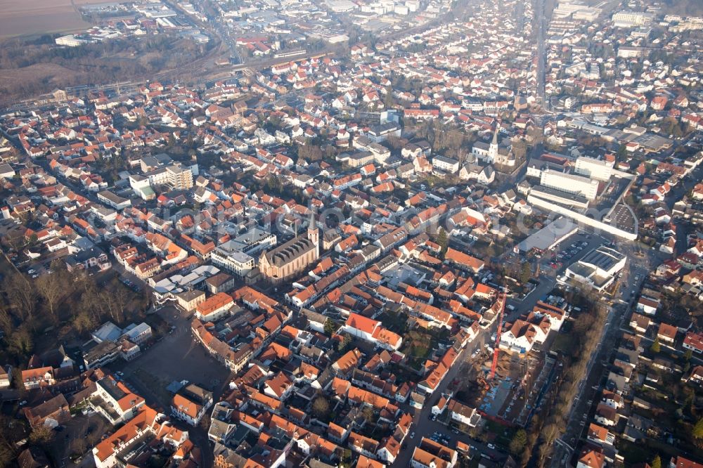 Dieburg from above - Old Town area and city center in Dieburg in the state Hesse