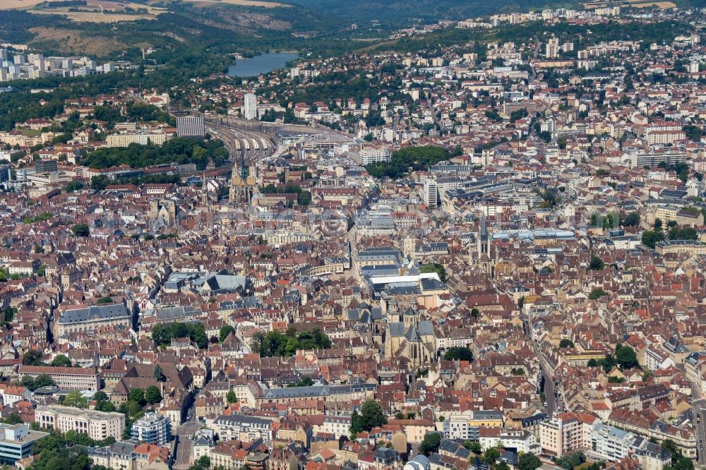 Dijon from above - Old Town area and city center of Dijon in Bourgogne Franche-Comte, France