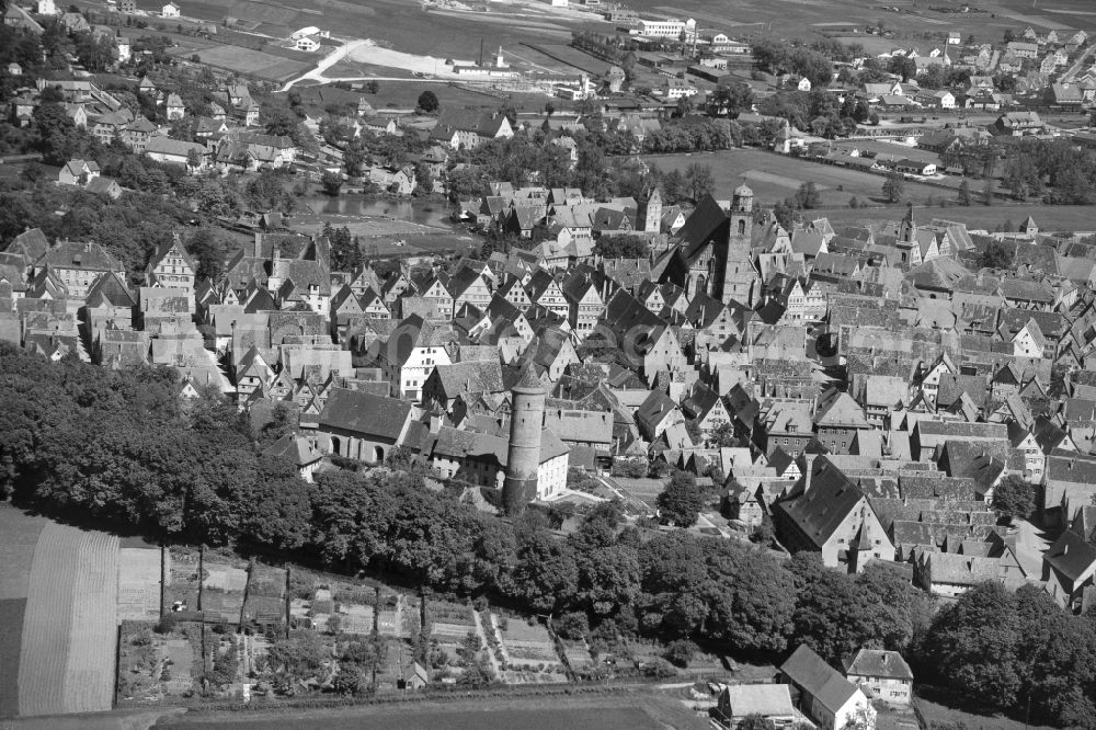 Dinkelsbühl from above - Old Town area and city center in Dinkelsbuehl in the state Bavaria, Germany