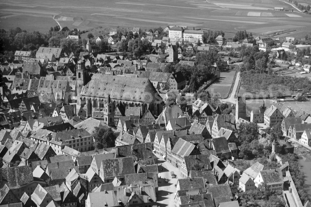 Dinkelsbühl from the bird's eye view: Old Town area and city center in Dinkelsbuehl in the state Bavaria, Germany