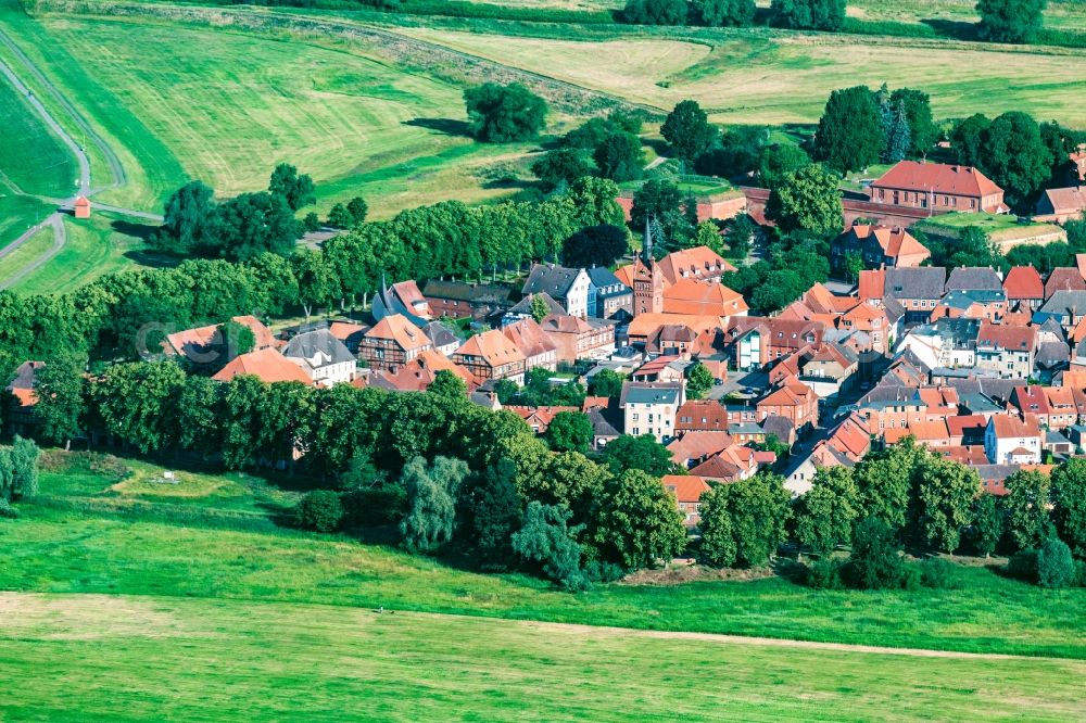 Aerial image Dömitz - Old Town area and city center in Doemitz in the state Mecklenburg - Western Pomerania, Germany