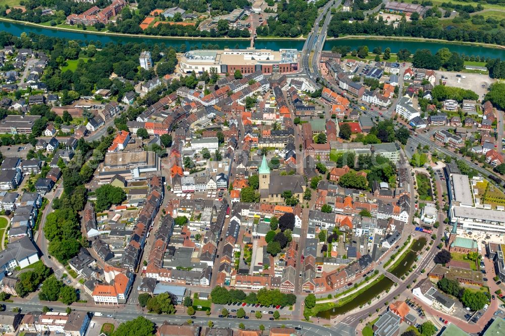 Aerial image Dorsten - Old Town area and city center in Dorsten in the state North Rhine-Westphalia