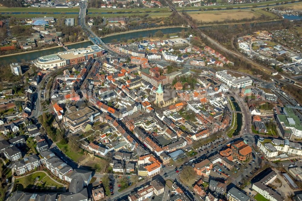 Dorsten from the bird's eye view: Old Town area and city center in Dorsten in the state North Rhine-Westphalia