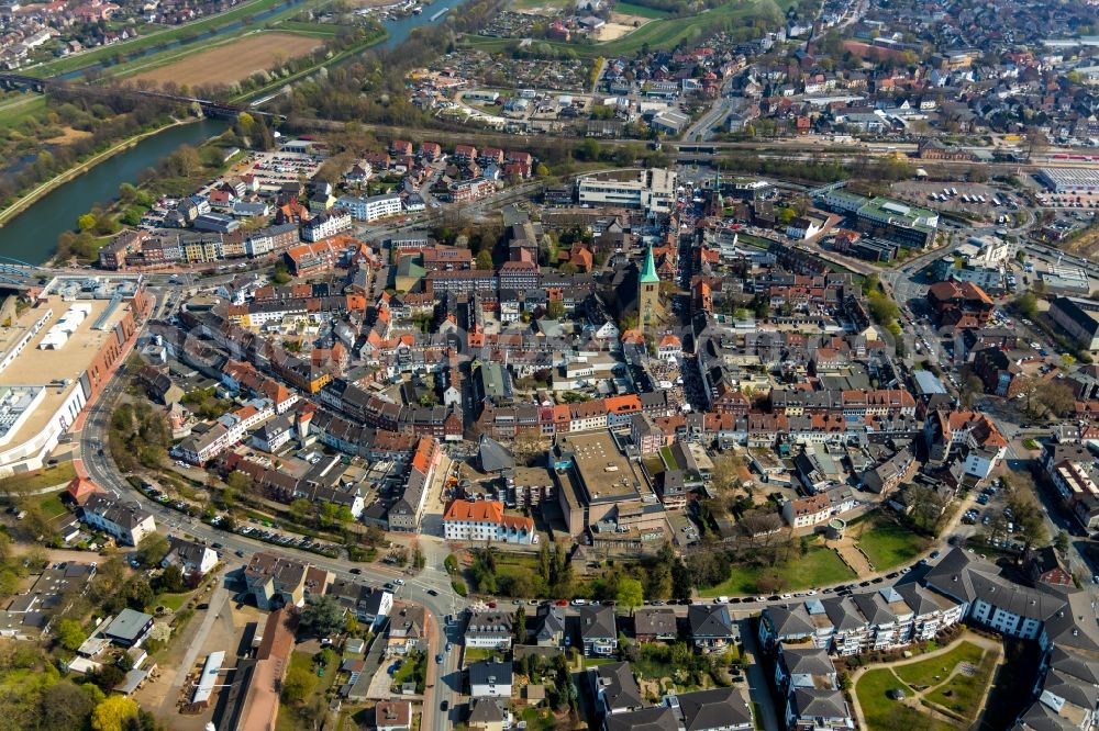 Dorsten from above - Old Town area and city center in Dorsten in the state North Rhine-Westphalia, Germany