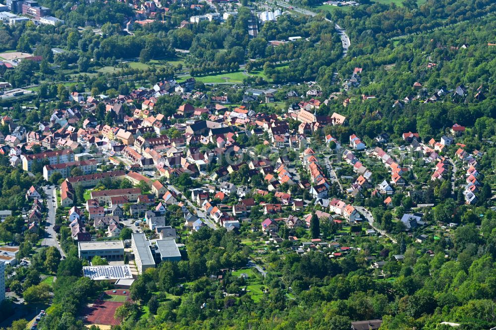 Drackendorf from the bird's eye view: Old Town area and city center in Drackendorf in the state Thuringia, Germany