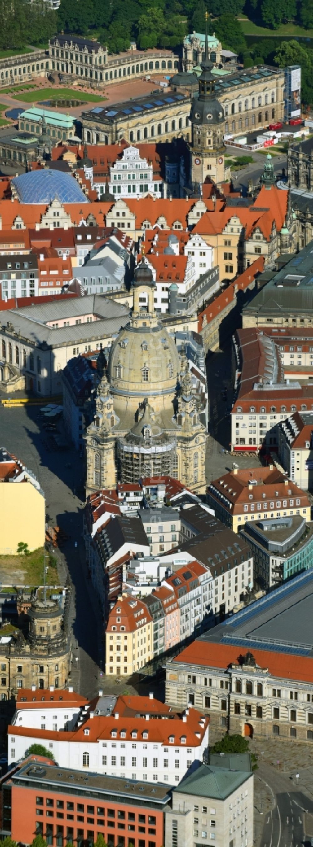 Aerial photograph Dresden - Old Town area and city center in Dresden in the state Saxony, Germany