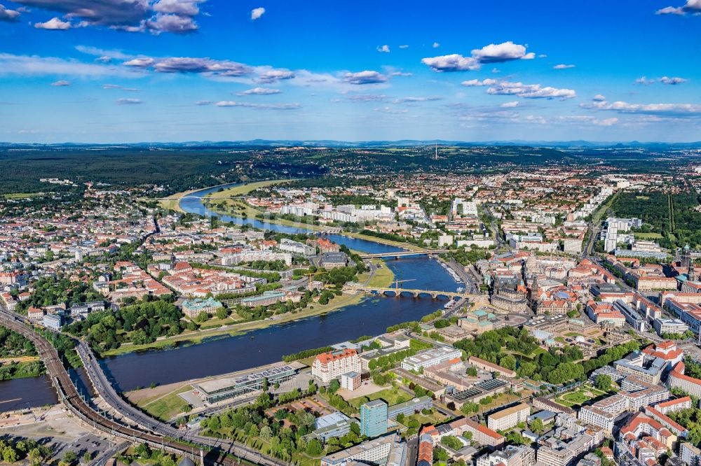 Aerial image Dresden - Old Town area and city center in Dresden in the state Saxony, Germany