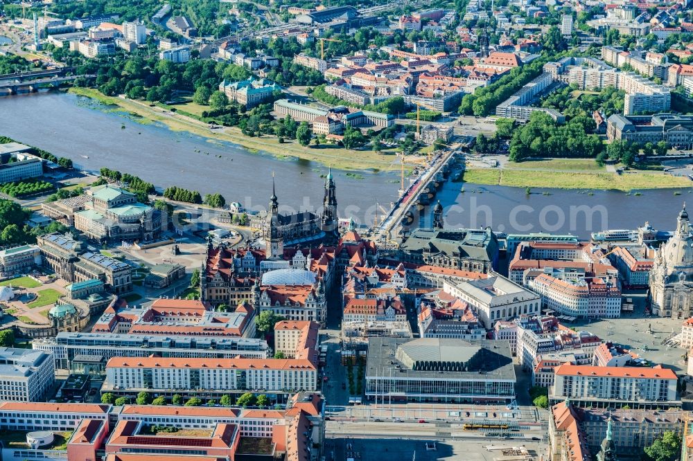 Aerial image Dresden - Old Town area and city center in Dresden in the state Saxony, Germany