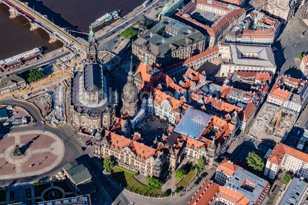 Aerial image Dresden - Old Town area and city center in Dresden in the state Saxony, Germany