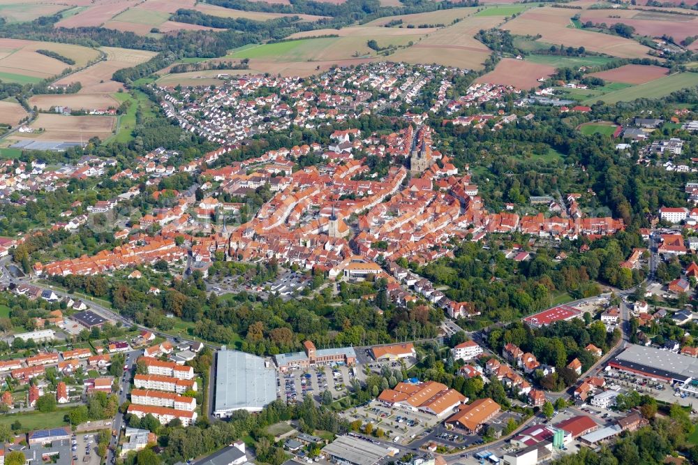 Aerial photograph Duderstadt - Old Town area and city center in Duderstadt in the state Lower Saxony, Germany