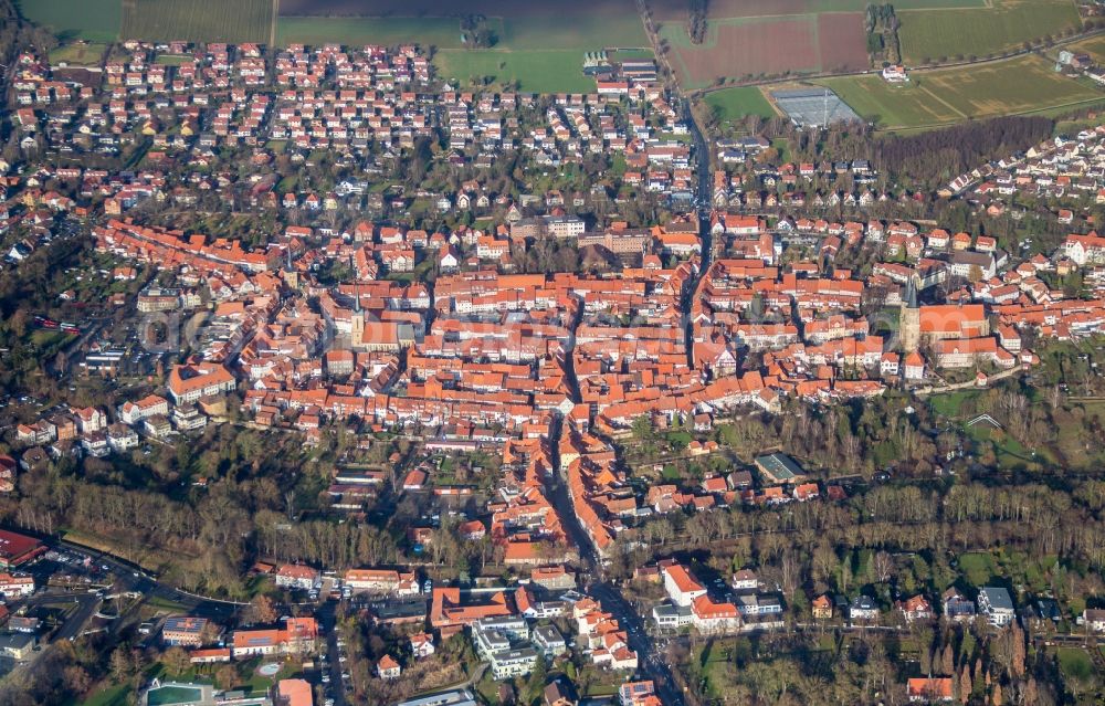 Aerial photograph Duderstadt - Old Town area and city center in Duderstadt in the state Lower Saxony, Germany