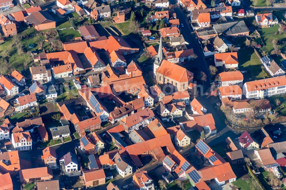 Duderstadt from above - Old Town area and city center in Duderstadt in the state Lower Saxony, Germany