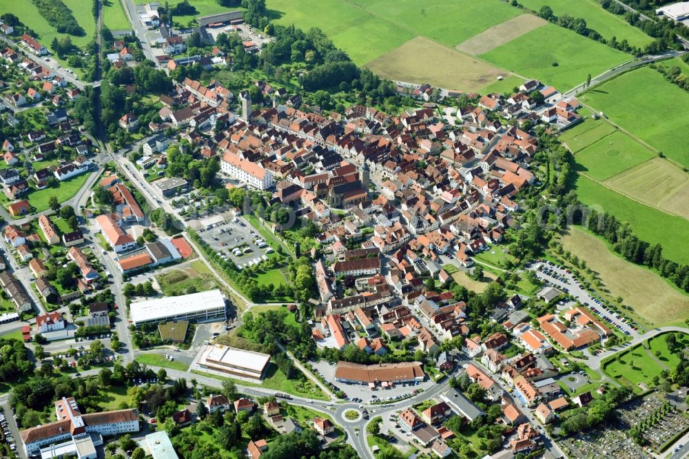 Aerial photograph Ebern - Old Town area and city center in Ebern in the state Bavaria, Germany