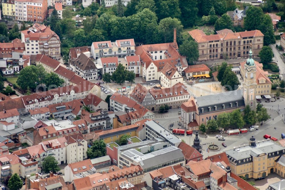 Aerial image Eisenach - Old Town area and city center in Eisenach in the state Thuringia, Germany