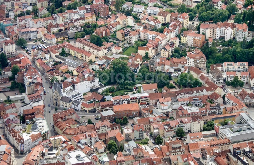 Aerial photograph Eisenach - Old Town area and city center in Eisenach in the state Thuringia, Germany