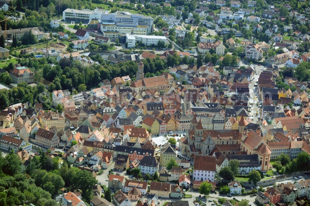 Aerial image Ellwangen (Jagst) - Old Town area and city center in Ellwangen (Jagst) in the state Baden-Wuerttemberg