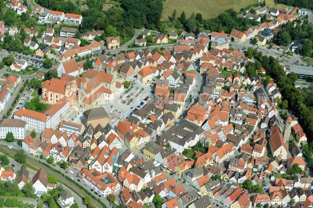 Ellwangen (Jagst) from above - Old Town area and city center in Ellwangen (Jagst) in the state Baden-Wuerttemberg