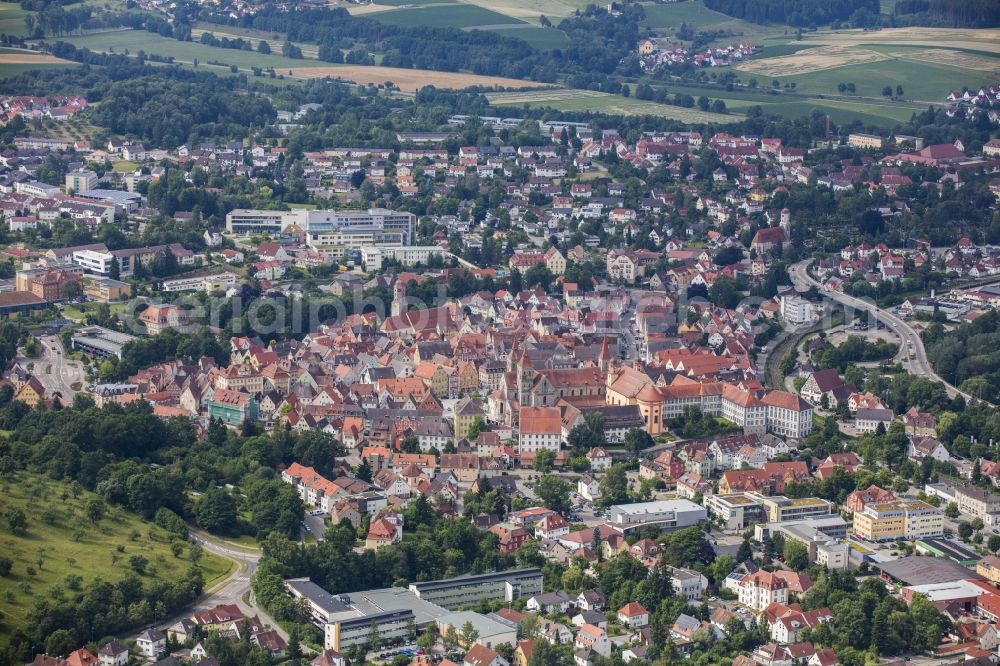 Aerial image Ellwangen (Jagst) - Old Town area and city center in Ellwangen (Jagst) in the state Baden-Wuerttemberg, Germany