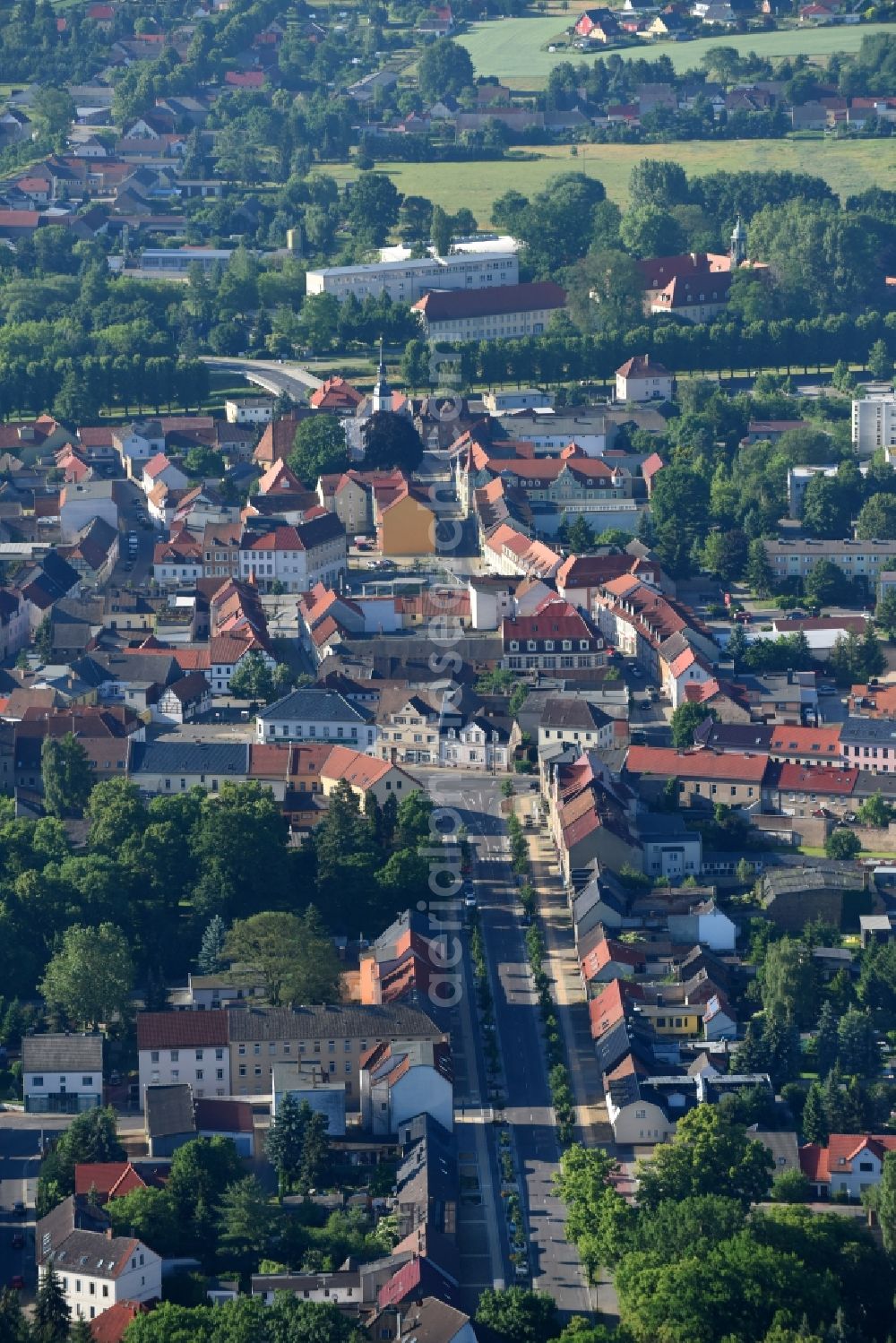 Elsterwerda from above - Old Town area and city center in Elsterwerda in the state Brandenburg, Germany