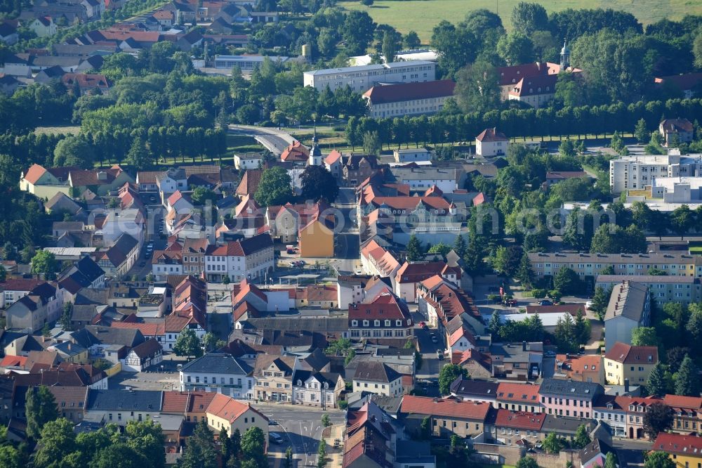 Elsterwerda from the bird's eye view: Old Town area and city center in Elsterwerda in the state Brandenburg, Germany