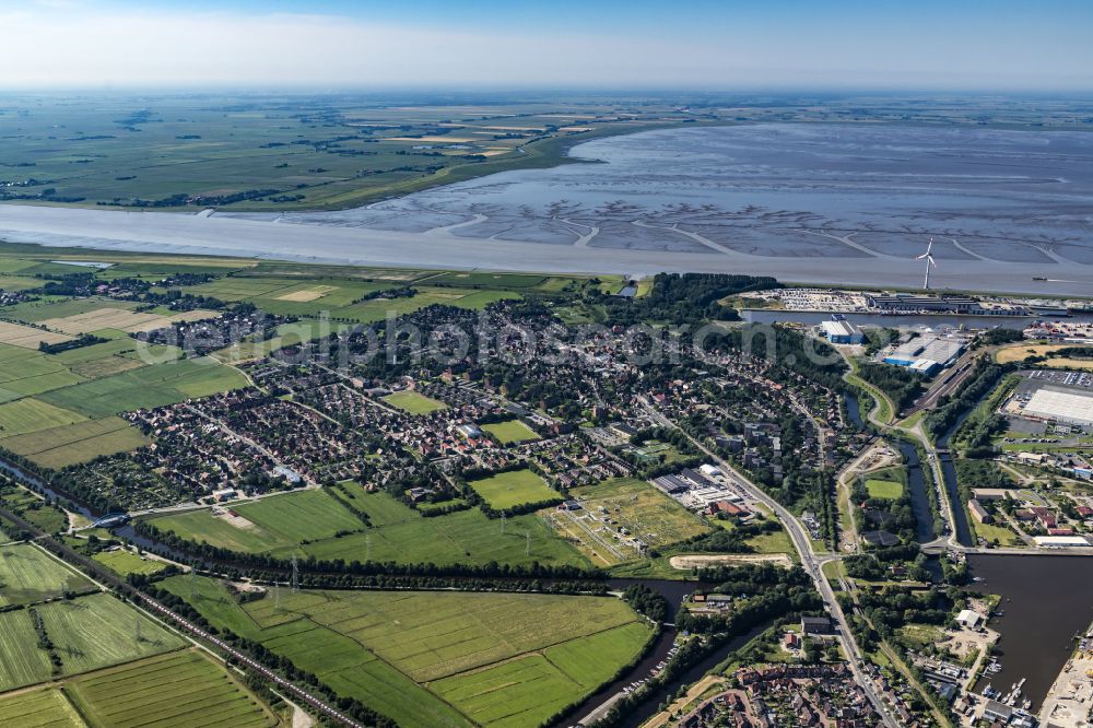 Emden from above - Old Town area and city center in Emden in the state Lower Saxony, Germany