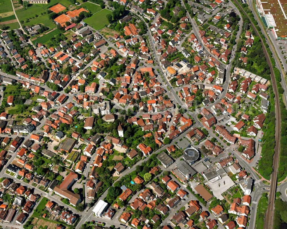 Aerial photograph Endersbach - Old Town area and city center in Endersbach in the state Baden-Wuerttemberg, Germany