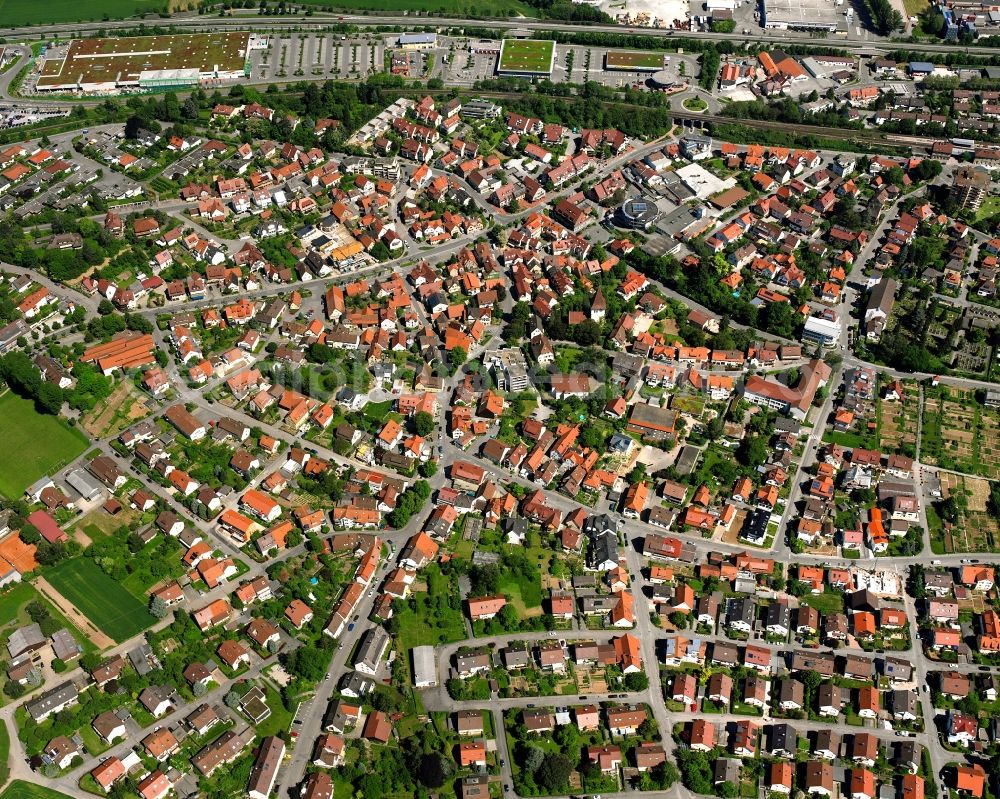 Aerial image Endersbach - Old Town area and city center in Endersbach in the state Baden-Wuerttemberg, Germany