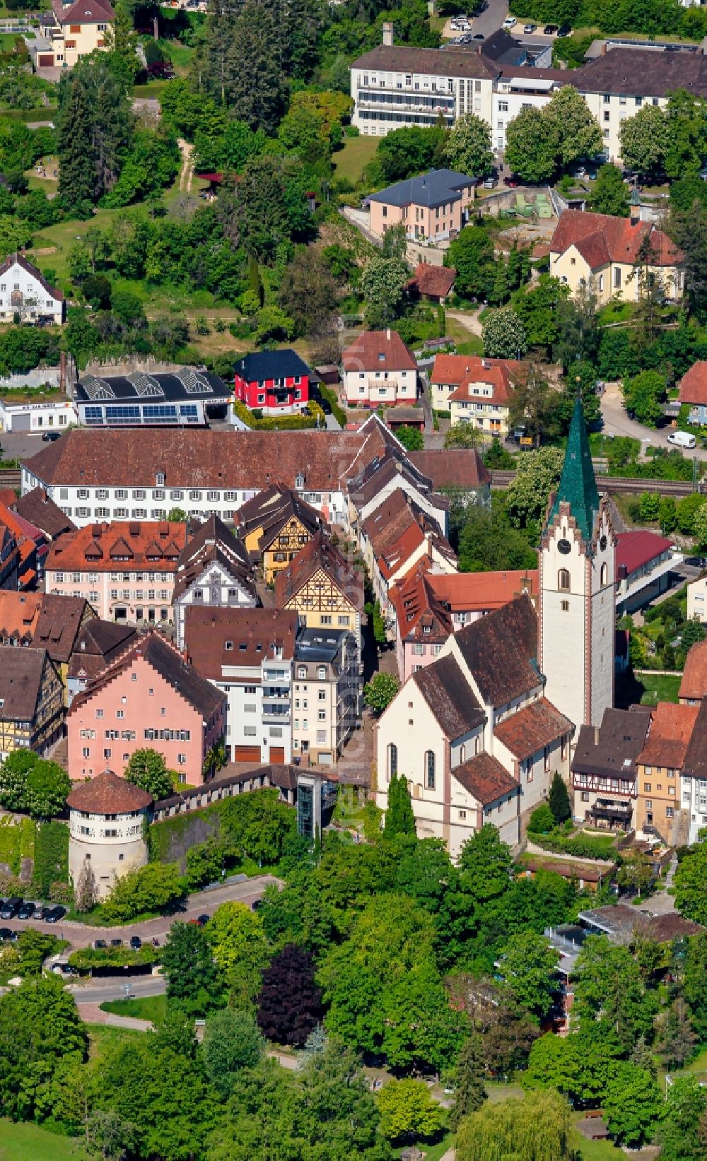 Aerial photograph Engen - Old Town area and city center in Engen in the state Baden-Wuerttemberg, Germany