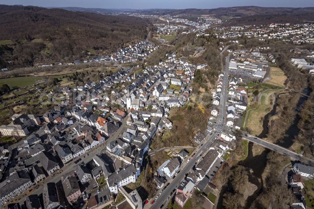 Arnsberg from above - Old town area and city center along the Boemerstrasse in Arnsberg in the Sauerland in the state of North Rhine-Westphalia, Germany