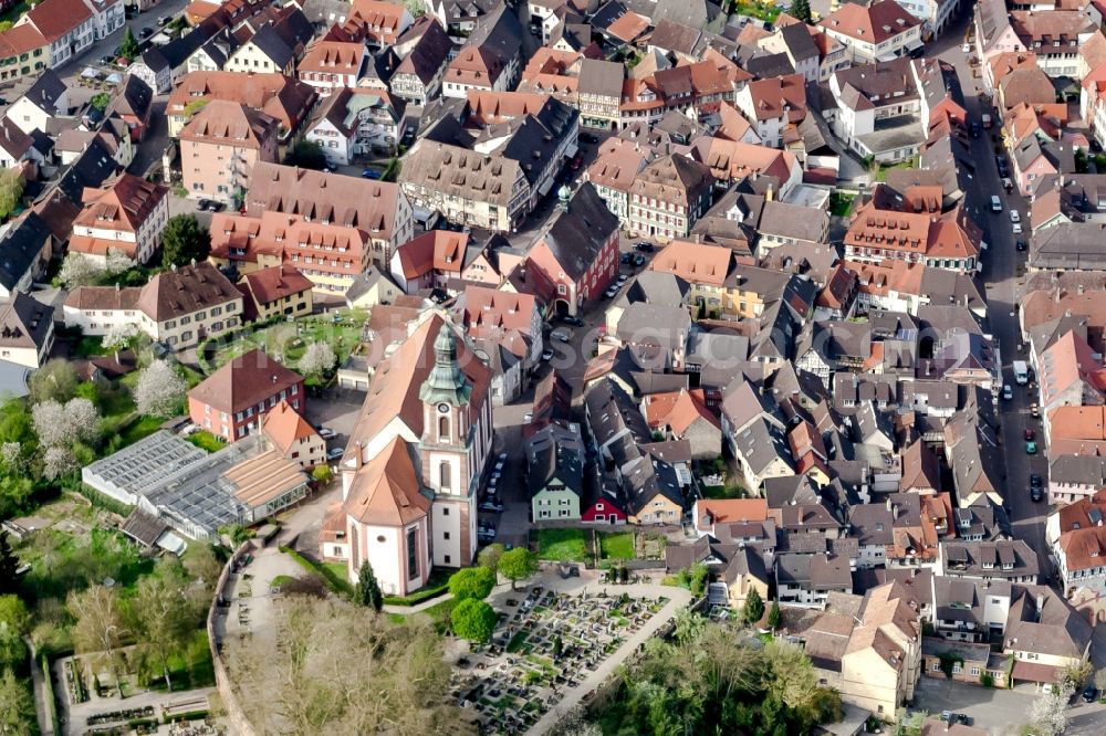 Aerial image Ettenheim - Old Town area and city center in Ettenheim in the state Baden-Wuerttemberg