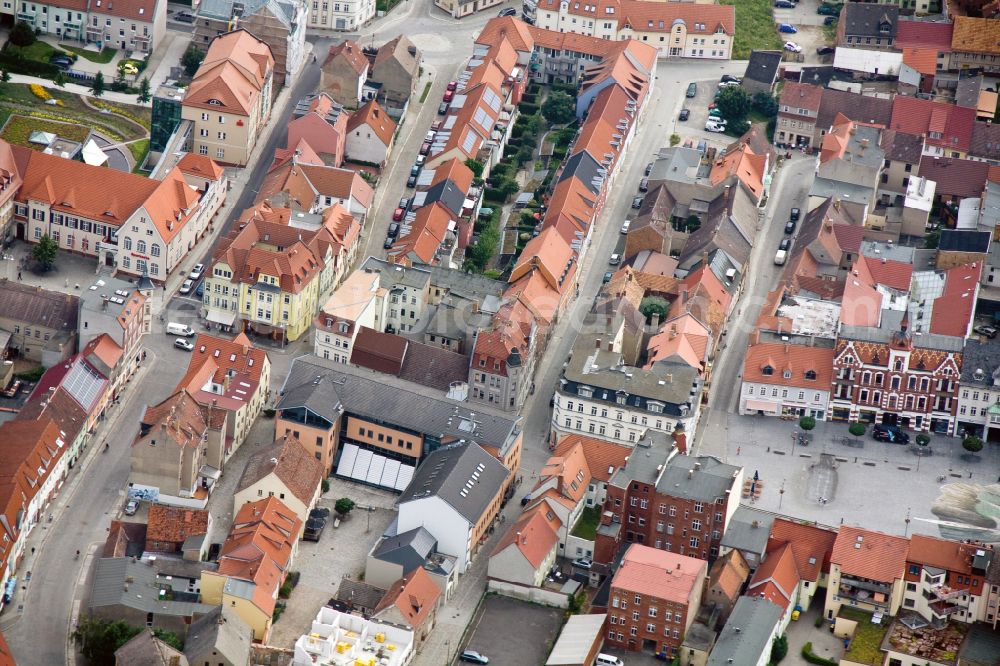 Finsterwalde from above - Old Town area and city center on street Markt in Finsterwalde in the state Brandenburg, Germany