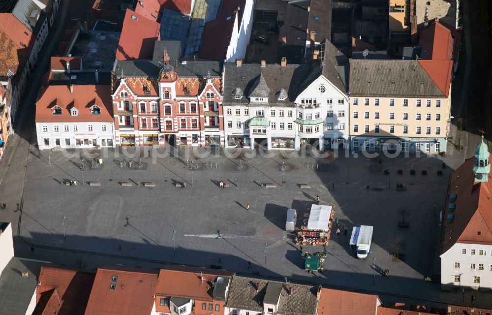 Finsterwalde from above - Old Town area and city center on street Markt in Finsterwalde in the state Brandenburg, Germany