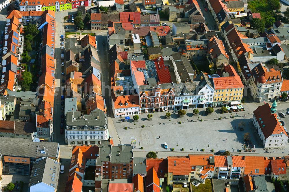 Aerial image Finsterwalde - Old Town area and city center on street Markt in Finsterwalde in the state Brandenburg, Germany