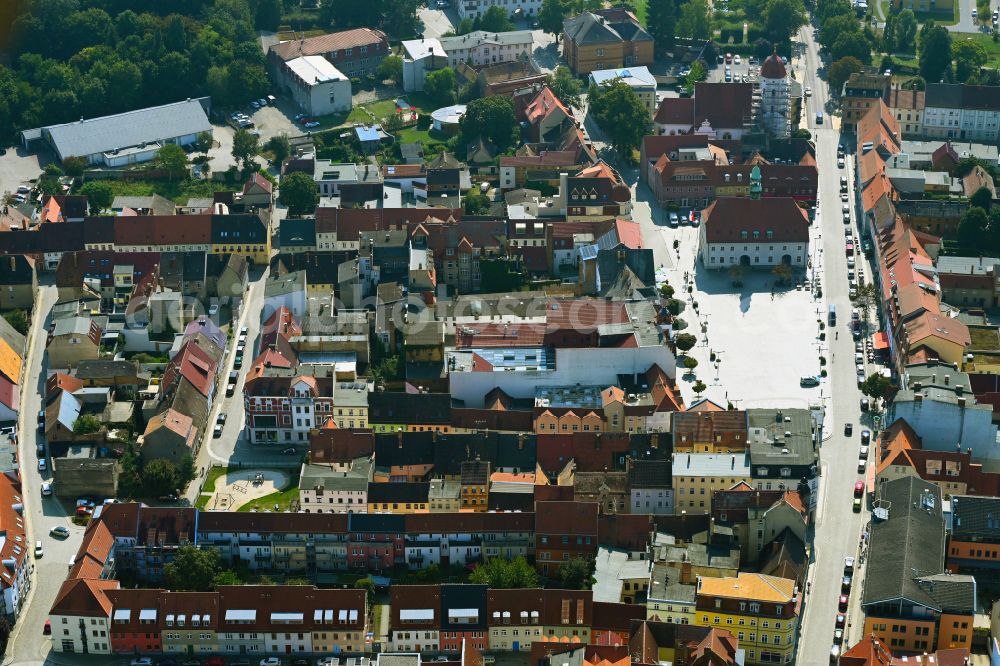 Aerial image Finsterwalde - Old Town area and city center on street Markt in Finsterwalde in the state Brandenburg, Germany