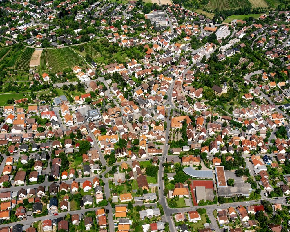 Aerial photograph Flein - Old Town area and city center in Flein in the state Baden-Wuerttemberg, Germany