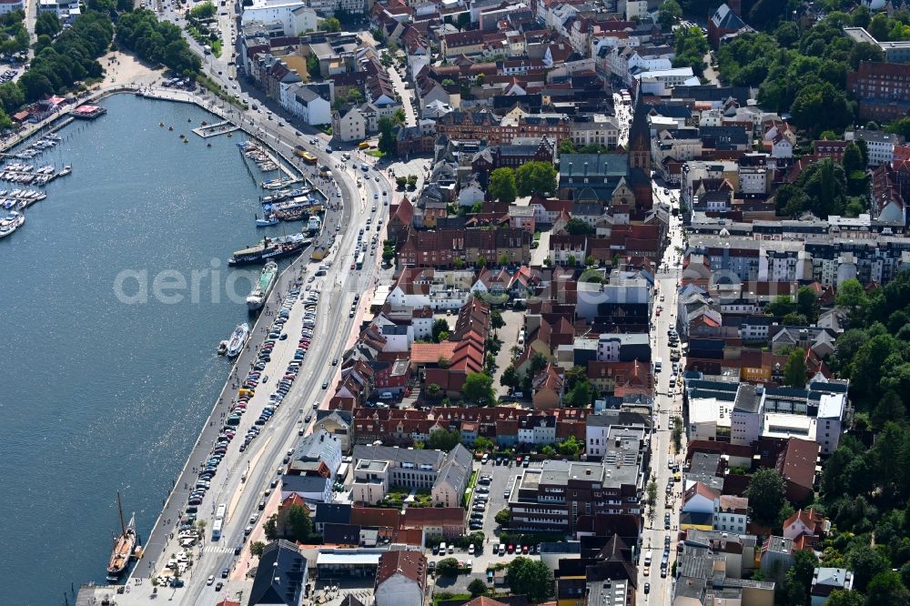 Aerial image Flensburg - Old Town area and city center on Schiffbruecke in the district Altstadt in Flensburg in the state Schleswig-Holstein, Germany