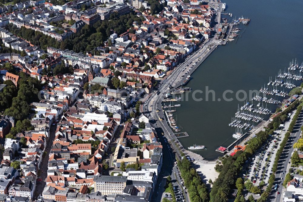 Aerial image Flensburg - Old Town area and city center on street Segelmacherstrasse in Flensburg in the state Schleswig-Holstein, Germany