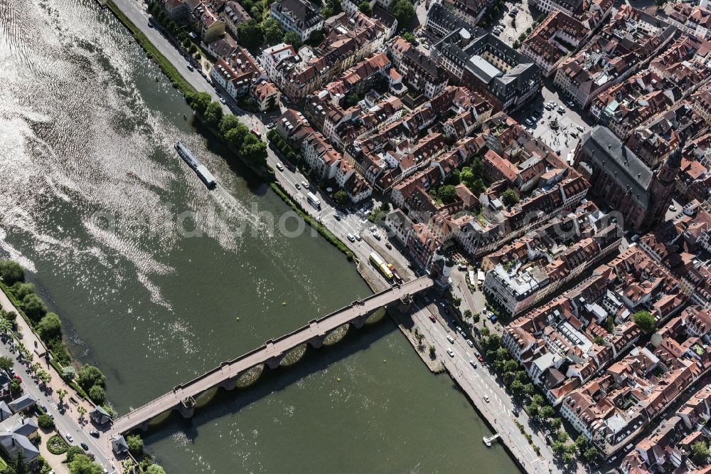 Heidelberg from above - Old Town area and city center on Flussufer of Neckar in Heidelberg in the state Baden-Wuerttemberg, Germany