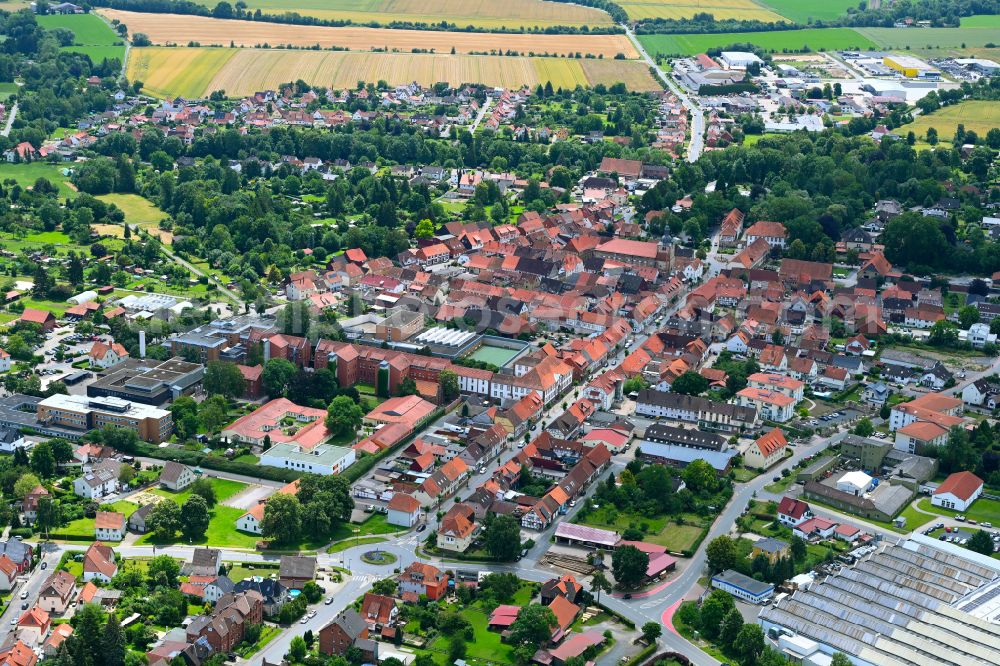 Aerial image Fredelsloh - Old Town area and city center in Fredelsloh in the state Lower Saxony, Germany