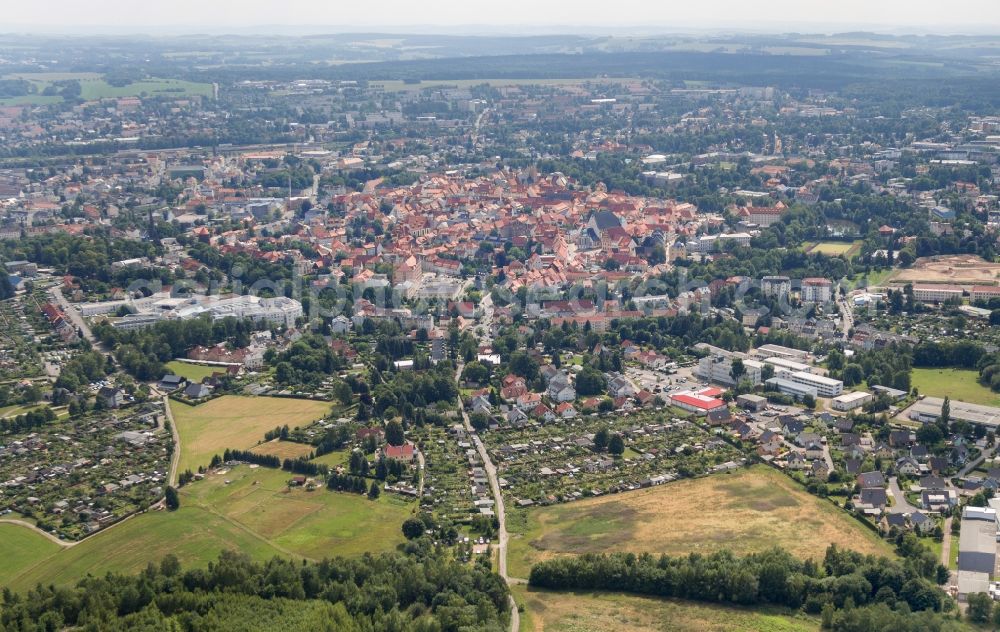 Freiberg from the bird's eye view: Old Town area and city center in Freiberg in the state Saxony, Germany