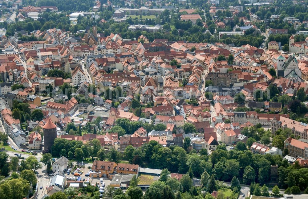 Aerial photograph Freiberg - Old Town area and city center in Freiberg in the state Saxony, Germany