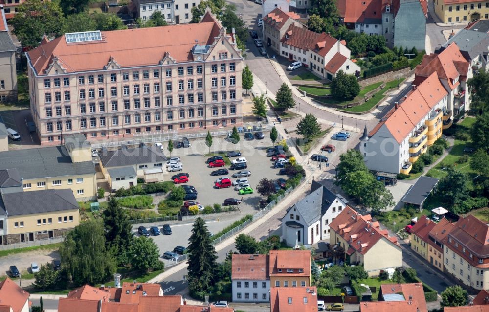 Freiberg from above - Old Town area and city center in Freiberg in the state Saxony, Germany