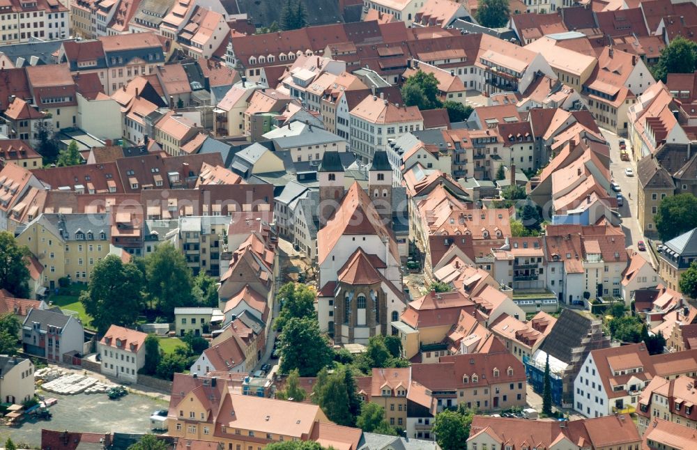 Aerial photograph Freiberg - Old Town area and city center in Freiberg in the state Saxony, Germany