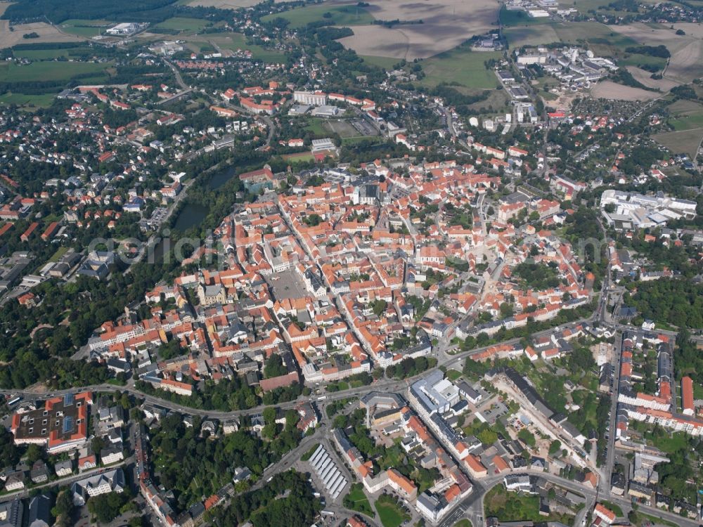 Aerial image Freiberg - Old Town area and city center in Freiberg in the state Saxony, Germany